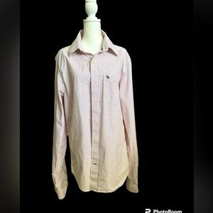 UEC-Men’s Abercrombie and Fitch Muscle XL Crimson and White Plaid Dress Shirt